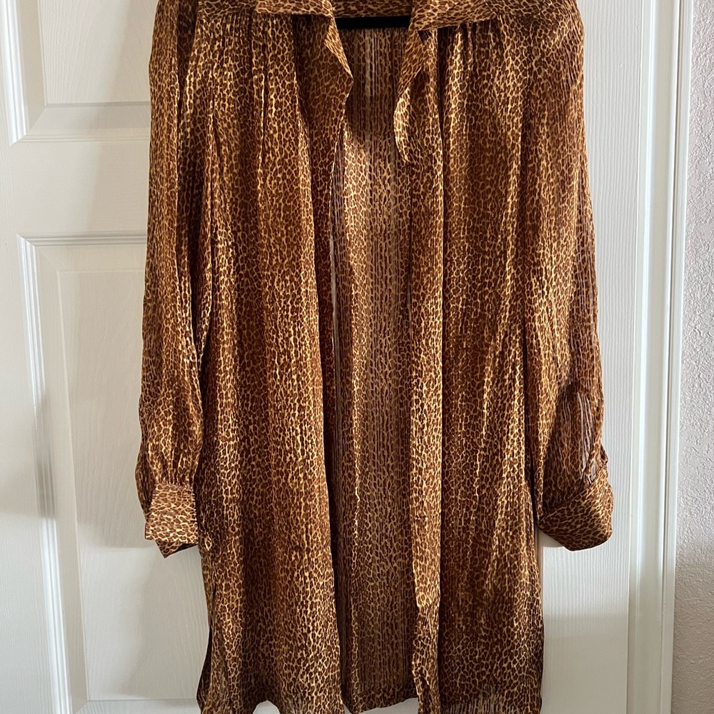 Vintage! Escada Leopard Print Long Sleeve Blouse